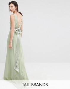 Платье макси с бантом TFNC Tall Wedding - Зеленый