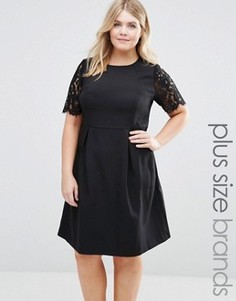 Платье с кружевными рукавами Koko Plus - Черный