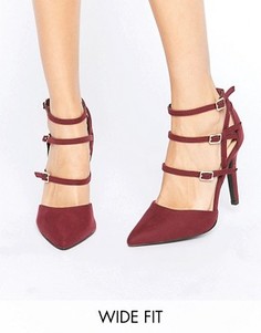 Туфли на каблуке для широкой стопы с острым носком и ремешками New Look - Красный
