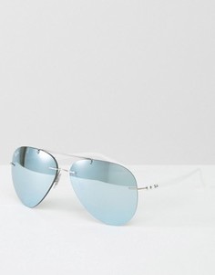 Серебристые солнцезащитные очки-авиаторы без оправы Ray-Ban - Серебряный