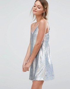 Платье мини с пайетками New Look - Серебряный