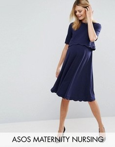 Платье для беременных и кормящих мам с короткими рукавами ASOS Maternity - Синий