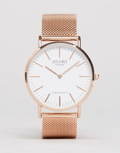 Классические часы цвета розового золота с сетчатым браслетом Reclaimed Vintage - Серебряный