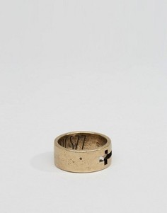 Золотистое полированное кольцо с крестом Classics 77 - Золотой