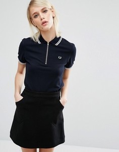 Рубашка из пике с горловиной на молнии Fred Perry - Темно-синий