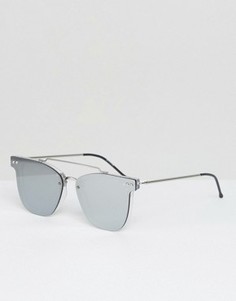Солнцезащитные очки с двойной переносицей и зеркальными плоскими стеклами Spitfire - Серебряный