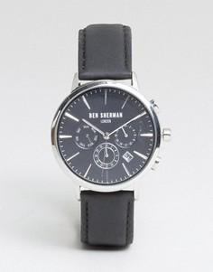 Часы с хронографом и черным кожаным ремешком Ben Sherman WB028BA - Черный