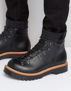 Изготовленные в Англии черные кожаные походные ботинки ASOS - Черный