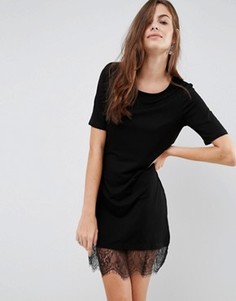 Платье-футболка с кружевной кромкой Brave Soul - Черный