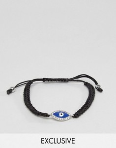 Черный плетеный браслет с глазом DesignB эксклюзивно для ASOS - Черный
