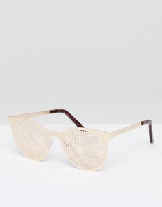 Оригинальные солнцезащитные очки в круглой металлической оправе и с металлической решеткой на стеклах ASOS - Золотой
