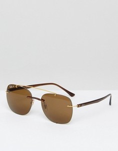 Золотистые солнцезащитные очки-авиаторы Ray-Ban 0RB4280 - Золотой