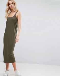 Платье-майка макси в рубчик с необработанными краями ASOS Ultimate - Зеленый