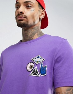 Длинная футболка с нашивками на груди ASOS - Фиолетовый