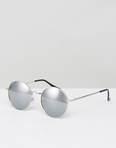 Круглые солнцезащитные очки в стиле 90-х с серебристыми зеркальными стеклами ASOS - Серебряный