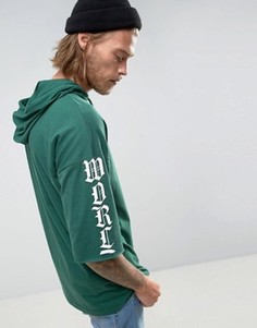 Oversize-футболка с капюшоном и принтом на рукавах ASOS - Зеленый