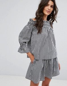 Топ в клетку с широким вырезом Vero Moda - Мульти