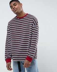 Свободный махровый лонгслив в полоску ASOS - Мульти