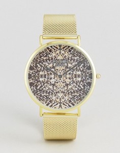 Золотистые часы с принтом и сетчатым ремешком Reclaimed Vintage Inspired - Золотой