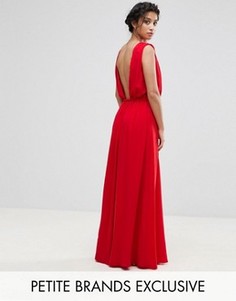 Платье макси с глубоким вырезом на спине John Zack Petite - Красный
