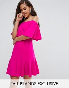 Платье мини с открытыми плечами John Zack Tall - Розовый
