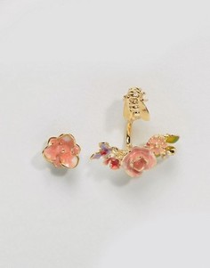 Позолоченные серьги-гвоздики в винтажном стиле с розой Bill Skinner - Золотой