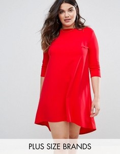 Креповое платье асимметричной длины с короткими рукавами Club L - Красный