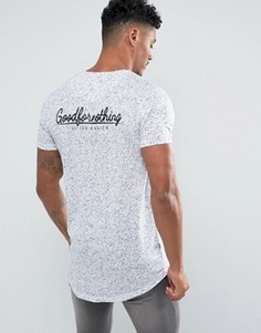 Белая обтягивающая футболка в крапинку с принтом на спине Good For Nothing - Белый
