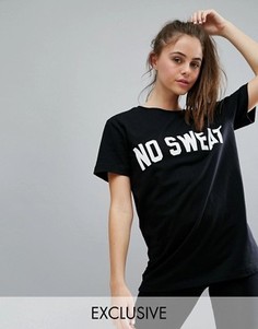 Черная oversize-футболка с надписью No Sweat Twerk Out - Черный
