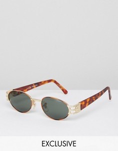 Солнцезащитные очки в круглой черепаховой оправе Reclaimed Vintage - Коричневый
