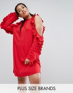Платье с оборками и открытыми плечами Daisy Street Plus - Красный