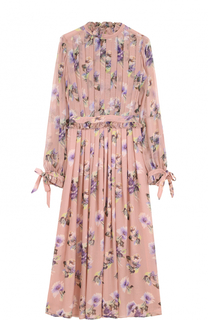 Шелковое платье-миди с цветочным принтом MSGM
