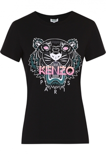 Хлопковая футболка с контрастным принтом Kenzo