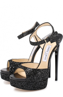 Босоножки Jenna 150 с глиттером на шпильке Jimmy Choo