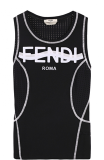 Топ с логотипом бренда и перфорированными вставками Fendi