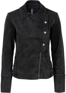 Джинсовая куртка в байкерском стиле (черный «потертый») Bonprix