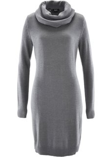 Вязаное платье с высоким воротом (серый меланж) Bonprix