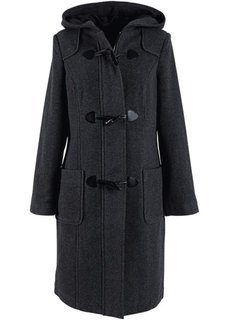 Шерстяное пальто с капюшоном (серый меланж) Bonprix