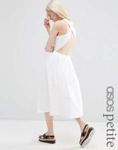 Приталенное платье миди с перекрестной спинкой ASOS - Белый