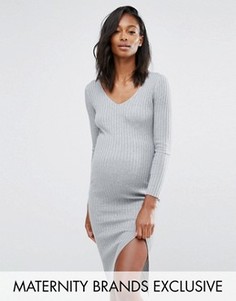 Облегающее платье миди для беременных Missguided Maternity - Серый