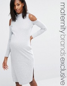 Платье миди для беременных с вырезами на плечах Missguided Maternity - Серый