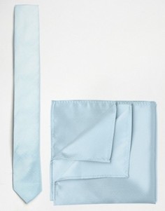 Синий галстук и платок для нагрудного кармана ASOS WEDDING - Синий