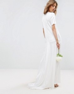 Платье-футболка макси с юбкой годе ASOS BRIDAL - Кремовый