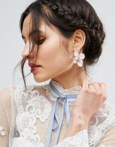 Серьги-гвоздики в виде цветков с искусственным жемчугом ASOS - Розовый