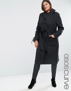 Пальто с воротником-трубой ASOS CURVE - Черный