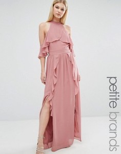 Платье макси с высокой горловиной и оборками TFNC Petite Wedding - Розовый