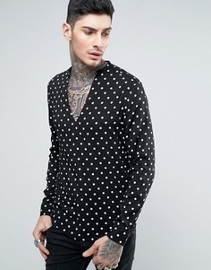 Рубашка из вискозы классического кроя в горошек ASOS - Черный