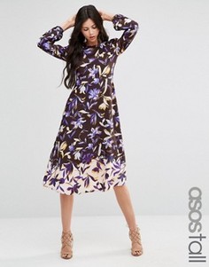 Платье миди с цветочным принтом ASOS TALL - Мульти