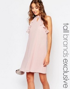 Цельнокройное платье с оборками на рукавах True Decadence Tall - Розовый