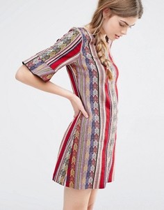 Цельнокройное платье в полоску Anna Sui - Красный